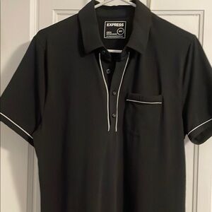 Express Men's Black Polo with White Trim